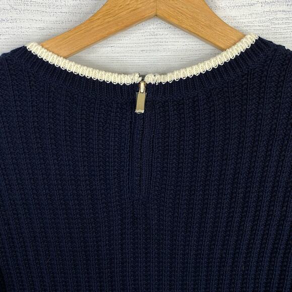 Talbots Womens Textured Popcorn 100% Cotton Tight Knit Sweater Blue size Medium - Picture 7 of 8